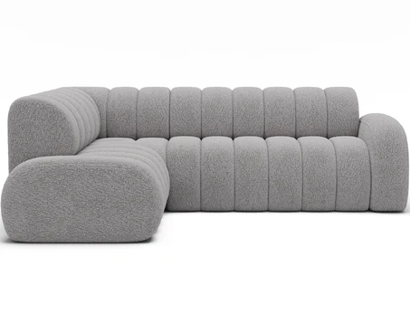 Villeo corner sofa with sleeping function and extendable seat, grey chenille, left-hand, Modern, Gray