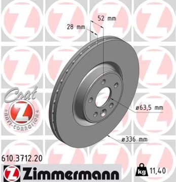 Stabdžių diskas ZIMMERMANN 610.3712.20
