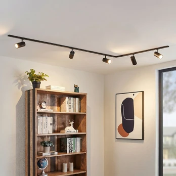 Lindby bėgių sistema „Linaro“, Ø7 cm, 5 lemputės, LED, juoda, CCT