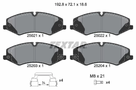 TEXTAR 2502201 Brake pad set