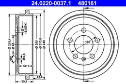 ATE 24.0220-0037.1 Brake drum kaina