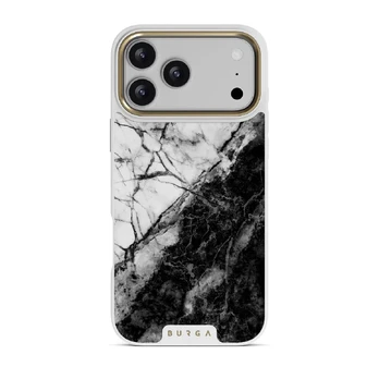 Fatal Contradiction - Black & White Marble iPhone 17 Pro Max Case, Elite Light (MagSafe) / Gold