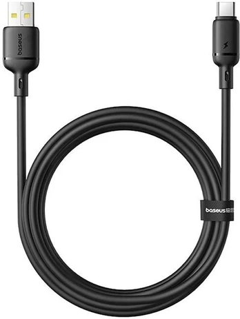 Ausinės Baseus Silky 3A USB-A – USB-C kabelis 1 m – juodas