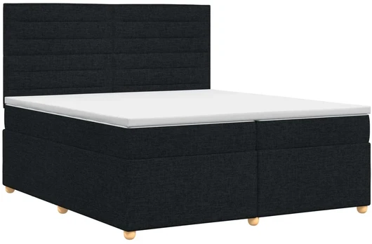 Spyruoklinė lova su čiužiniu Juoda 200 x 200 cm Audinys