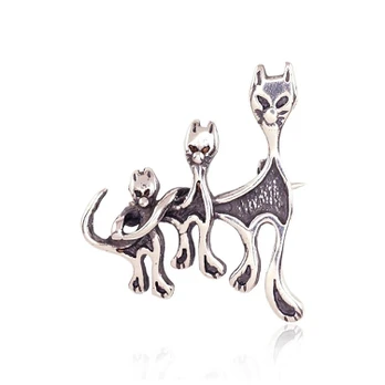 Diamond Sky Jewelry Sidabrinė sagė „Feline Trio“