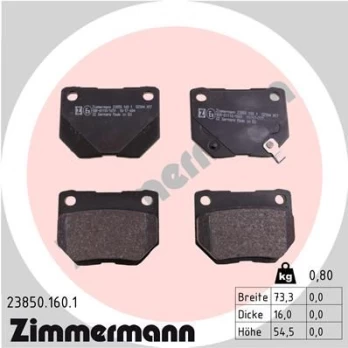 Stabdžių trinkelių rinkinys, diskinis stabdys ZIMMERMANN 23850.160.1