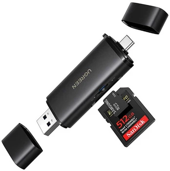 USB-C/USB-A 2 viename kortelių skaitytuvas Ugreen CM803, SD+TF 312 MB/s