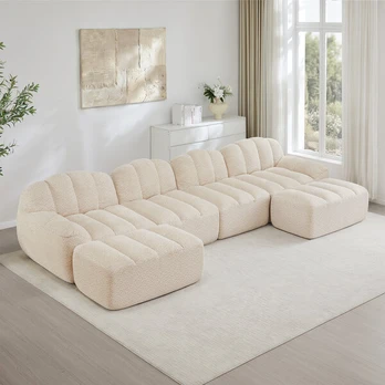 Modulinė sofa U formos, 32D putos, 4 vietų, 2 otomanės