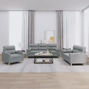 Sofa Sofos komplektas su pagalvėmis, 3 dalių, pilkas, audinys kaina
