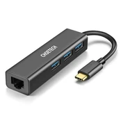 Adapteris CHOETECH USB Type-C - 1x RJ-45, 3x USB Type-A kaina