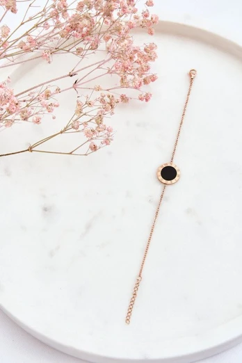 Moteriška apyrankė Celebrity Black Circle Rose Gold