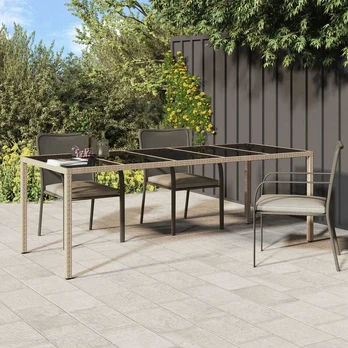 sodo valgomasis stalas smėlio 250x100x75 cm poliratanas
