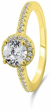 Brilio Silver Charming auksinis-plated ring with zircons RI054Y