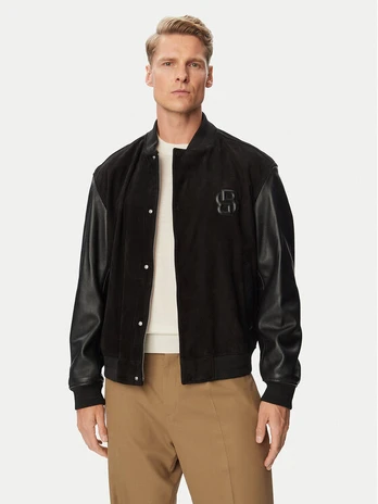 BOSS Odinė striukė C-Mileon 50564584 Juoda Regular Fit