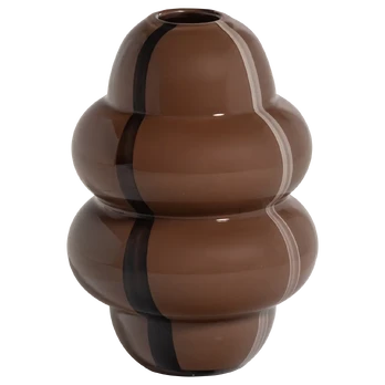 KENCY VASE GLASS BROWN WITH STRIPE DARK BROWN