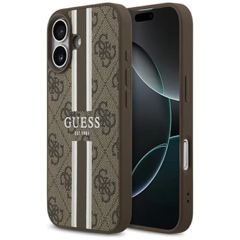 Dėklas Guess 4G Printed Stripes MagSafe do iPhone 17 ruda