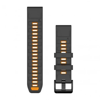 Apyrankė Garmin QuickFit 22 Watch Bands, Graphite/Spark Orange Silicone