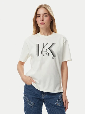 KARL LAGERFELD Marškinėliai B4W17003 Kreminė Regular Fit