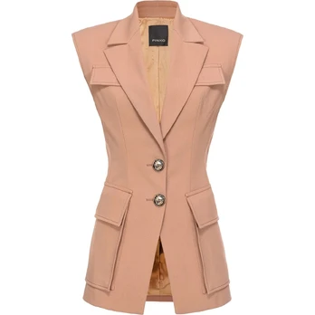 Liemenė moterims, Smėlio, Single-breasted waistcoat