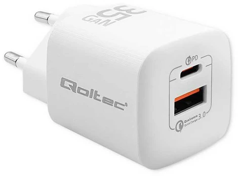 Įkroviklis Qoltec GaN Ultra (50763) 35W USB-C / USB (baltas)