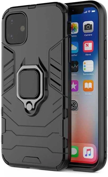 Topt Ring Armor dėklas skirtas Apple iPhone 16 Pro juodos spalvos
