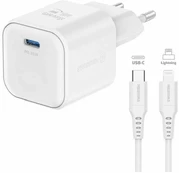 Swissten Travel Charger GaN USB-C 35W PD + Data Cable USB-C - Lightning 1.2m kaina
