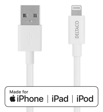 Kabelis DELTACO USB-A -Lightning,2m,Apple C189 chipset,MFi