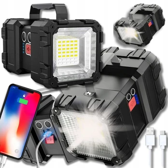 Galingas led akumuliatorinis prožektorius dvipusis powerbank stovyklavimo cree