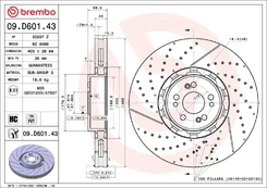 BREMBO 09.D601.43 Brake Disc kaina