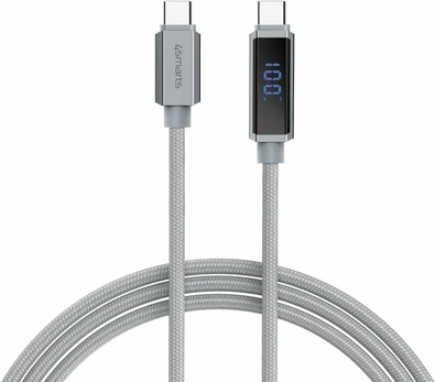 4smarts USB-C kabelis DigitCord 100W 1,5m, pilkas