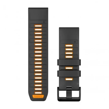 Apyrankė Garmin QuickFit 26 Watch Bands, Graphite/Spark Orange Silicone
