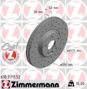 Stabdžių diskas ZIMMERMANN 610.3711.52 kaina