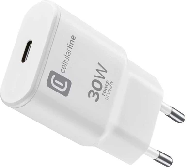 Cellular Line „Cellularline“ USB-C GaN kelioninis įkroviklis 30 W, baltas