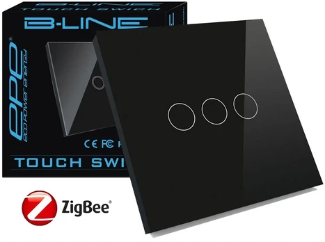Zigbee stiklinis lietimui jungiklis Tuya 3 grandinės