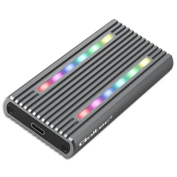 Qoltec Būstas | m.2 ssd disko vieta | sata | nvme | rgb led | usb-c| 4 tb
