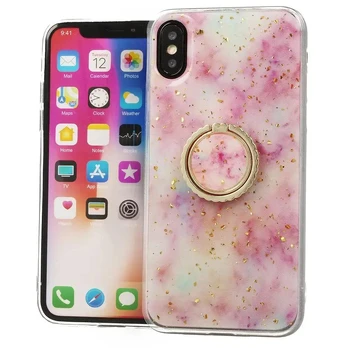 Fusion Marble Ring Back Case Silikona Aizsargapvalks Apple iPhone 12 Mini Rozā