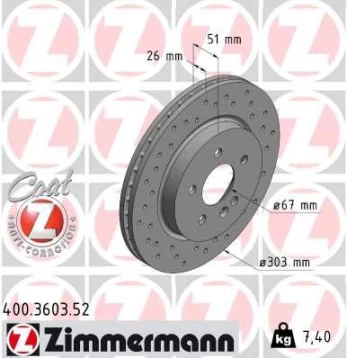 Stabdžių diskas ZIMMERMANN 400.3603.52