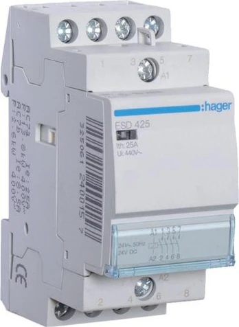„Hager“ modulinis kontaktorius 25A 4NO 0R 24V AC (ESD425)
