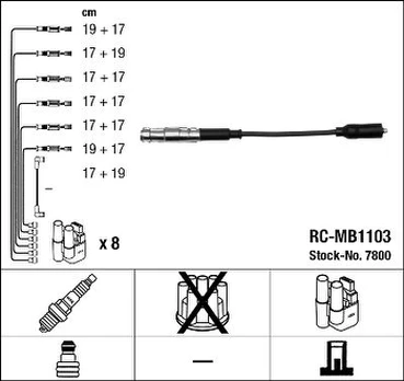 NGK 7800 Uždegimo laido komplektas