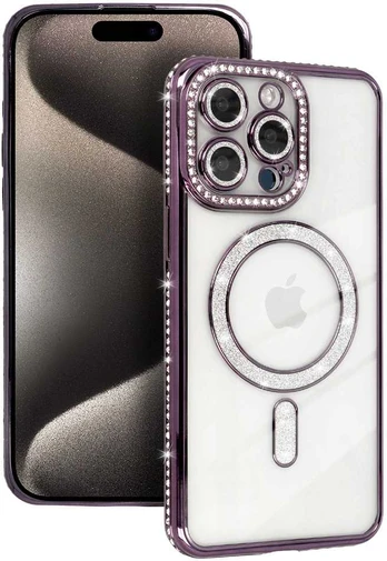 Tel Protect Bling Magsafe dėklas skirtas Xiaomi Redmi Note 15 4G violetinės spalvos