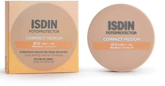 Isdin COMPACT BRONZE SUNSCREEN WITH LONG-LASTING NATURAL COVERAGE SPF 50 #MEDIUM 10g