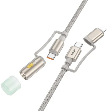HOCO cable All-in-one Type C / Lightning to Type C / LED Light PD 3A 60W U138 1,2 m pilkas