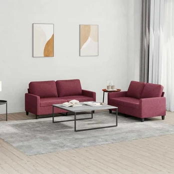 Sofa Sofos komplektas su pagalvėlėmis, 2 dalių, vyno, audinys