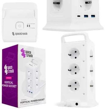 Spacetronik Listwa zasilająca tower 12xAC 2xUSB 1xUSB-C W