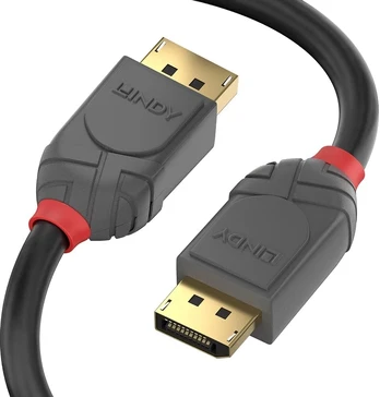 Lindy 36484 Displayport 1.2 kabelis, Anthra Line, pilkas, 5m