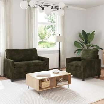 Sofa Sofos komplektas 2 pcs Žalia Poliesteris