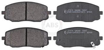 Stabdžių trinkelių rinkinys, diskinis stabdys A.B.S. 37474