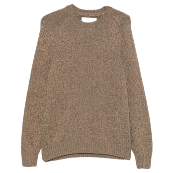 Megztinis vyrams, Smėlio, Wool blend mouline c-neck