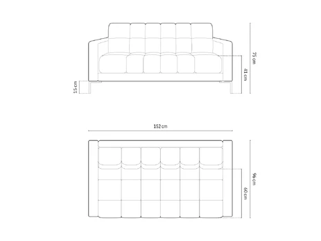 Velvet Sofa, "Bali", 2 Seats, 152x96x75 Made in Europe