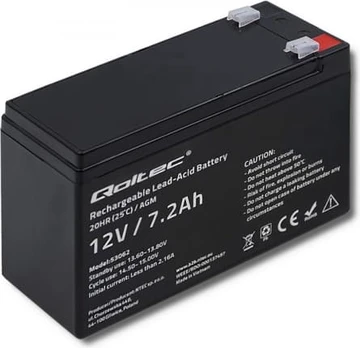 Qoltec AGM battery 12V 7.2Ah, max. 108A